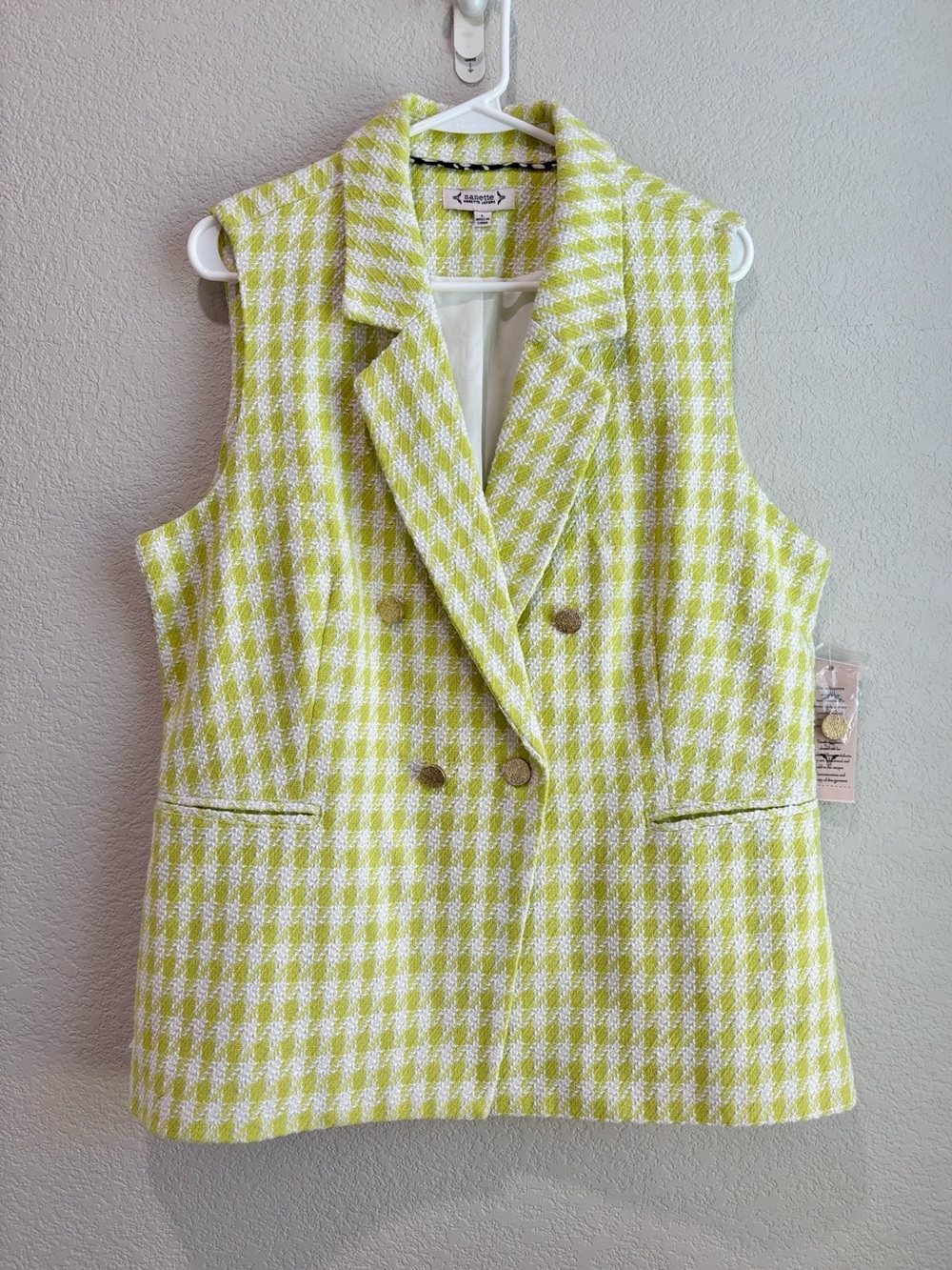 NWT Nanette Lepore Tweed Double Breasted Blazer Vest Women’s Size Large